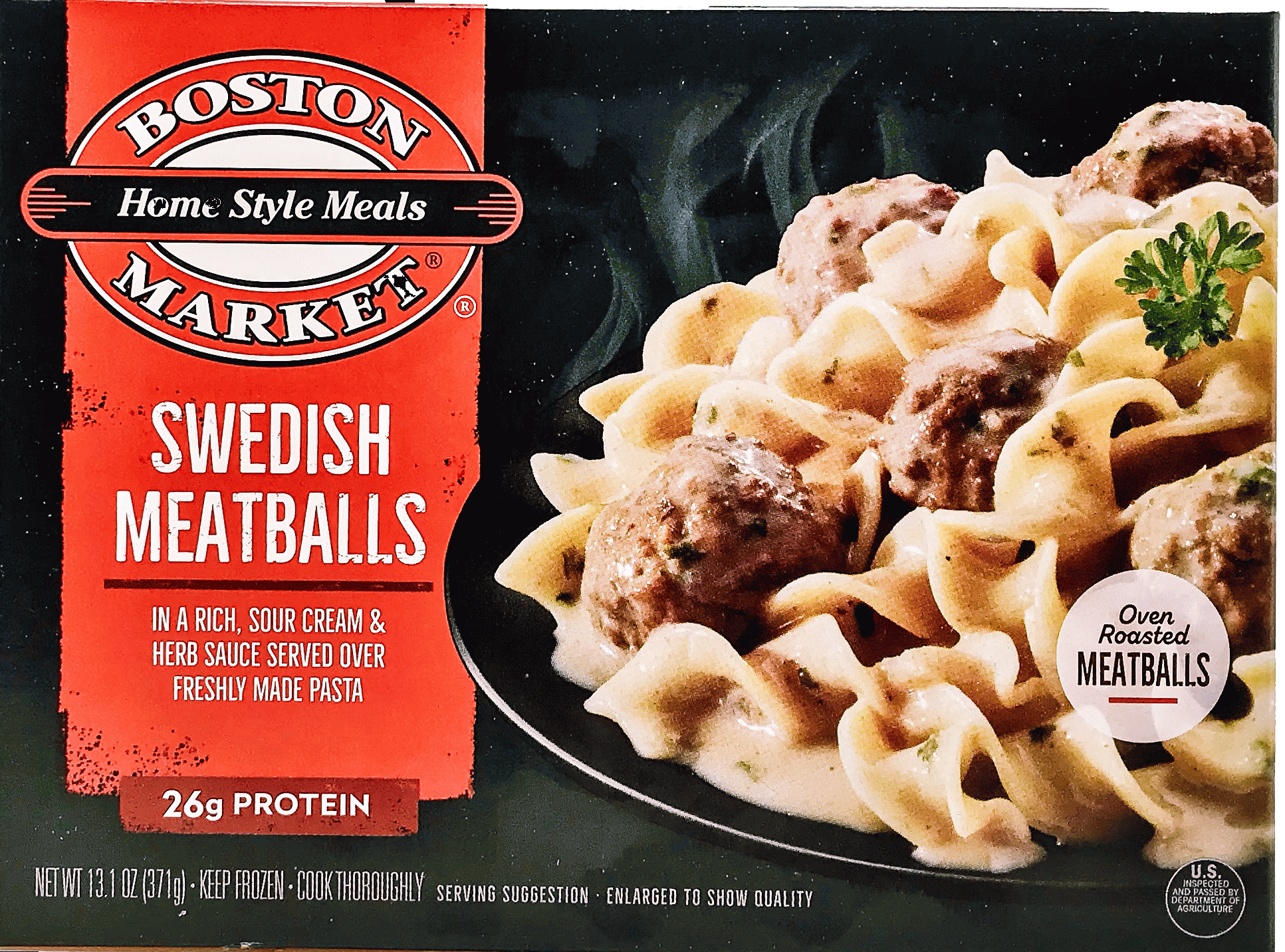 Boston Market Home Style Meals swedish meatballs in a rich sour cream sauce over pasta Full-Size Picture